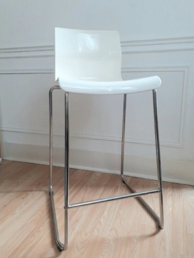 Tabouret haut Ikea Glenn (pied chrome esprit vintage), Ophalen, Wit, Ikea Glenn, Eén