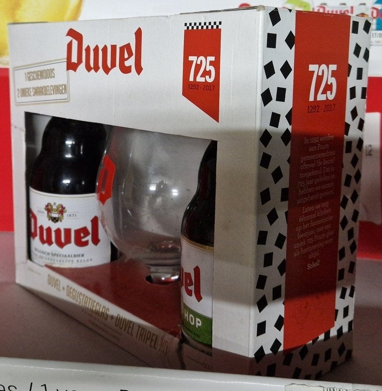 Duvel giftbox '725 jaar Puurs', Enlèvement ou Envoi, Verre à bière