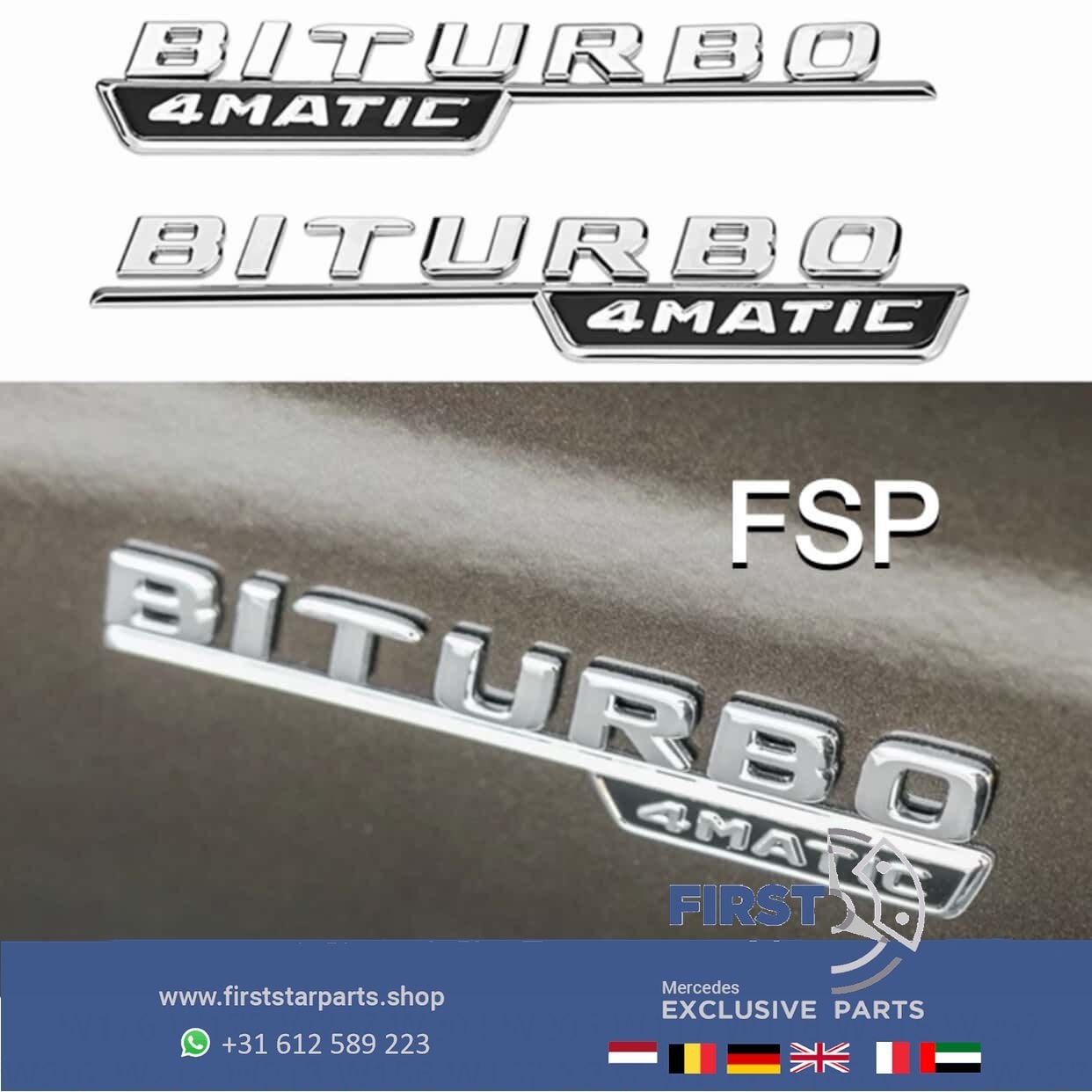 AMG BI TURBO EMBLEEM LOGO A B C CLA CLS E GLA Klasse AMG / 4, Gebruikt, -, Voor, Ophalen of Verzenden