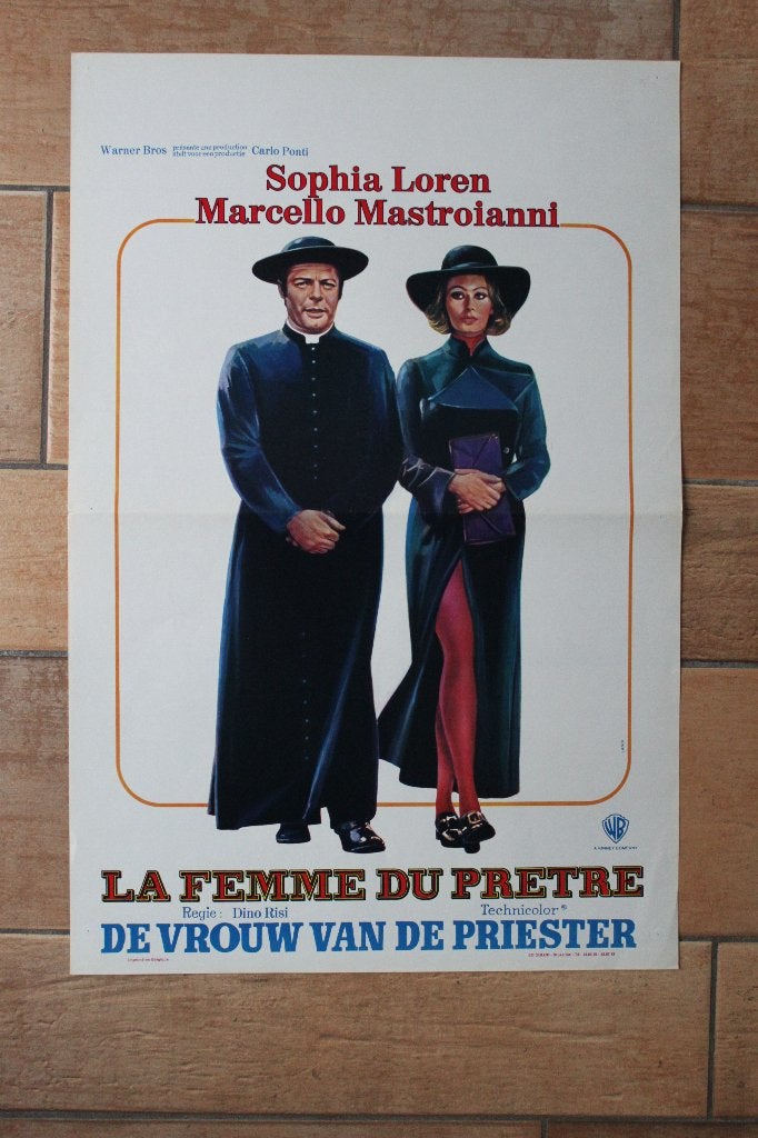 filmaffiche Sophia Loren La moglie del prete filmposter, Rechthoekig Staand, Ophalen of Verzenden, Zo goed als nieuw, A1 t/m A3