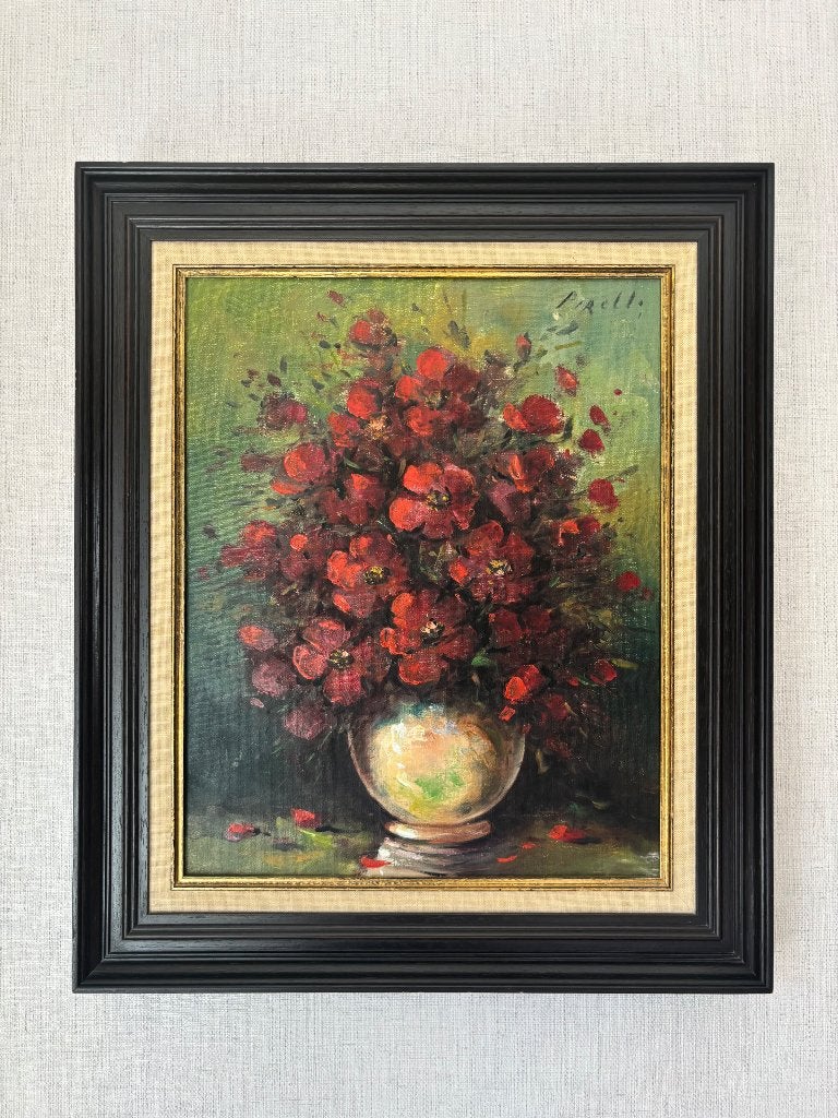 Schilderij Carlo Pirelli jaren 60, Antiek en Kunst, Kunst | Schilderijen | Klassiek, Ophalen, Ingelijst, Olieverf, Bloemen