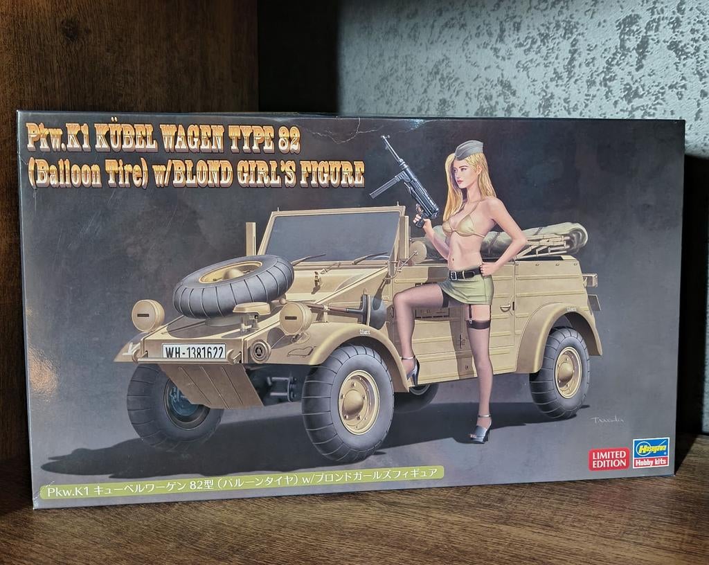 Hasegawa 1:24 Kübelwagen type 82, girl's figure (nieuw), Hobby & Loisirs créatifs, Enlèvement ou Envoi