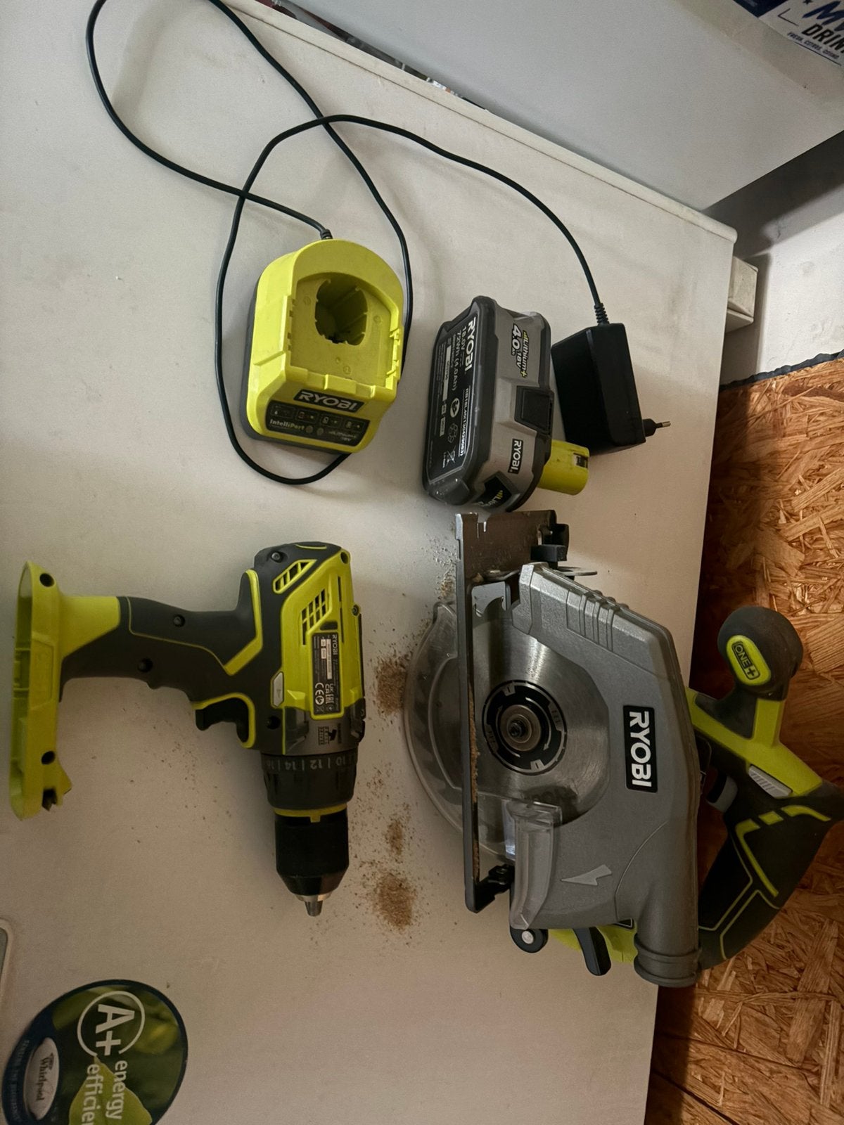 Ryobi accu machines, Doe-het-zelf en Bouw, Gereedschap | Boormachines, Ophalen, Zo goed als nieuw, Boormachine