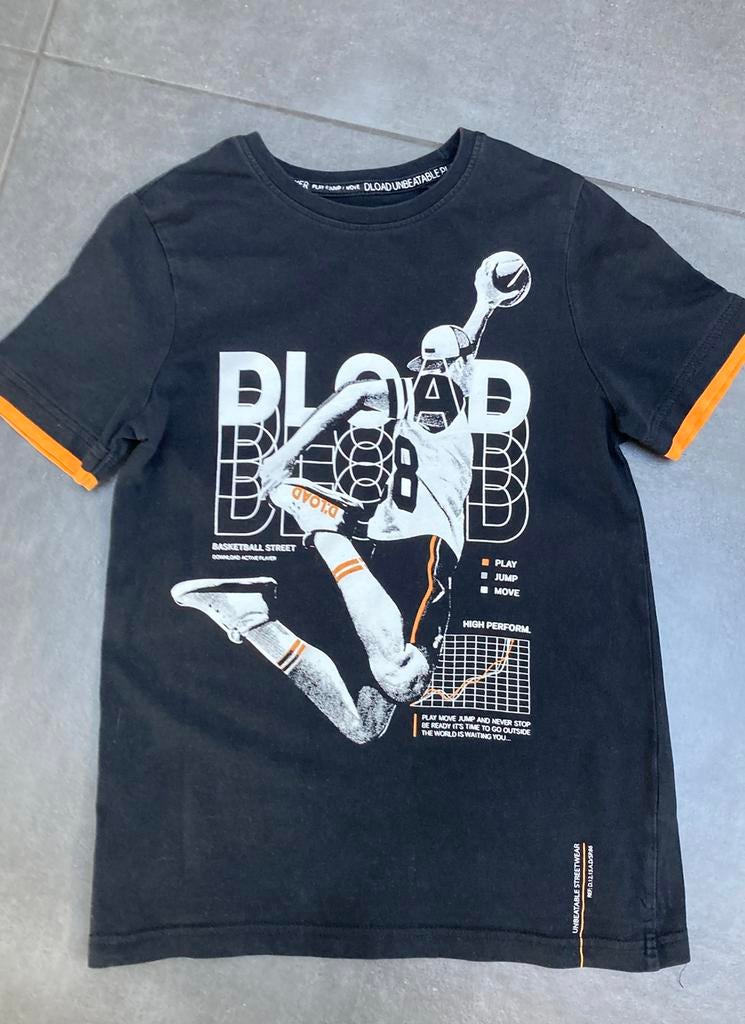 313:zwarte t shirt Basketbal maat 134/140, Ophalen of Verzenden