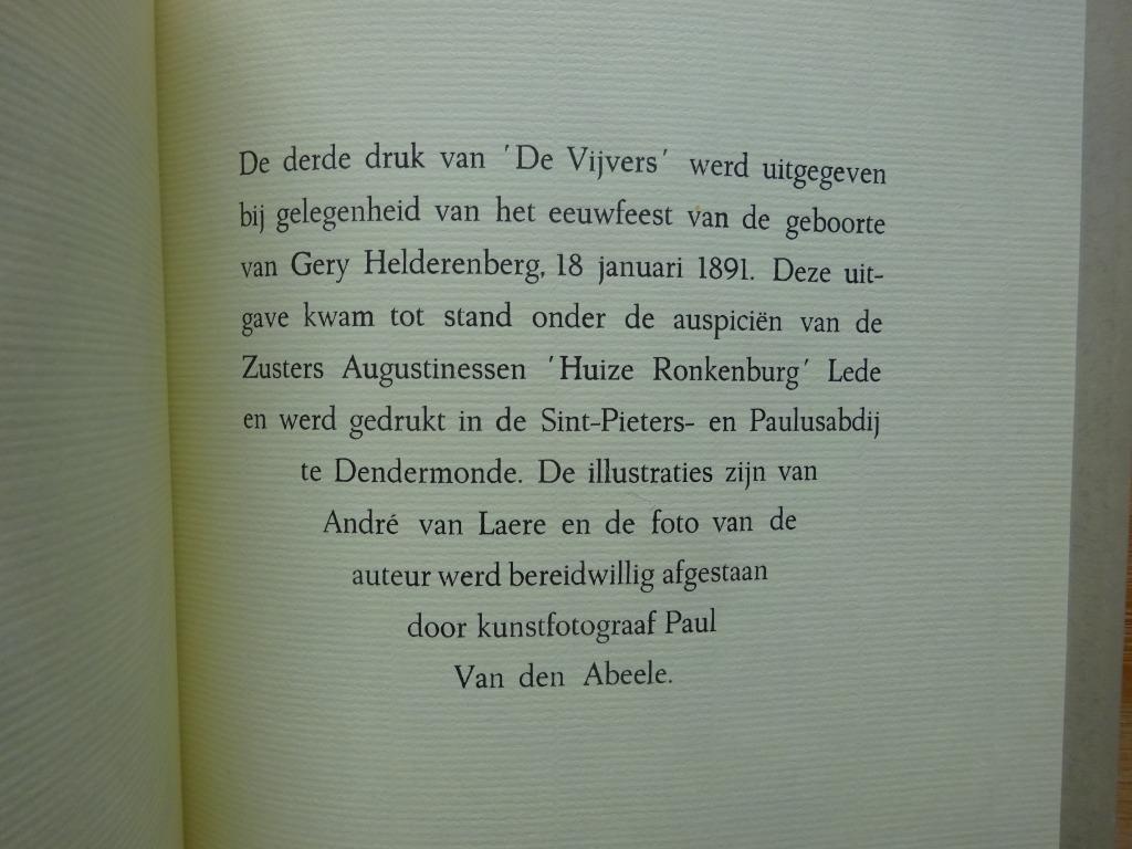 Gery Helderenberg, 1991 gedichten - de vijvers, Enlèvement ou Envoi, Comme neuf, Helderenberg Gery, Un auteur