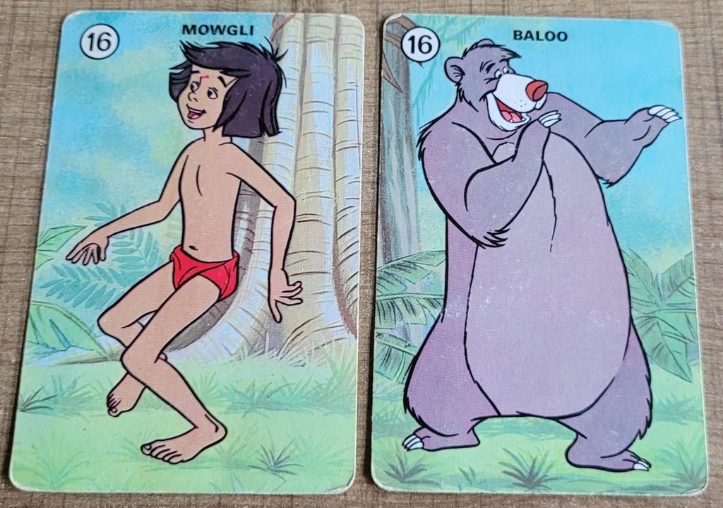 Disney: oude fotokaarten - Jungle Book, Enlèvement ou Envoi, Le Roi Lion ou Le Livre de la Jungle, Utilisé, Image ou Affiche