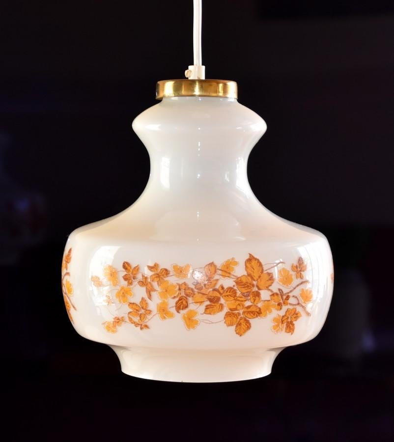 Lampe suspendue vintage en opaline, Enlèvement, Comme neuf, Verre, Moins de 50 cm