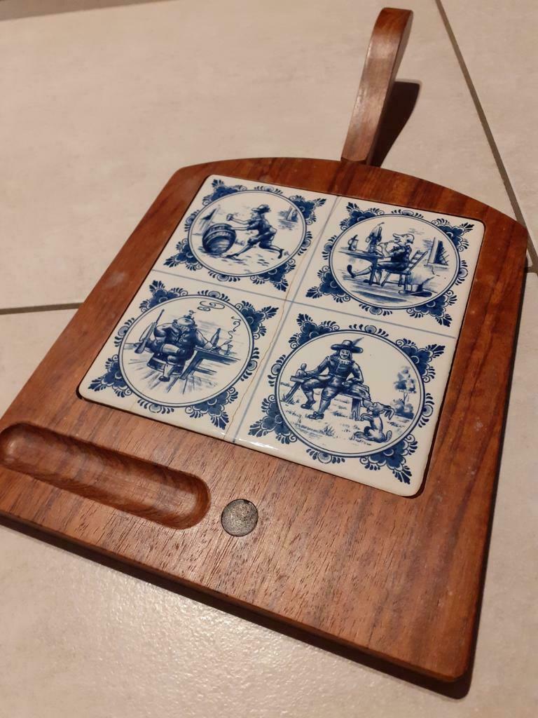Snijplank met blauw wit tegelwerk, Ophalen of Verzenden