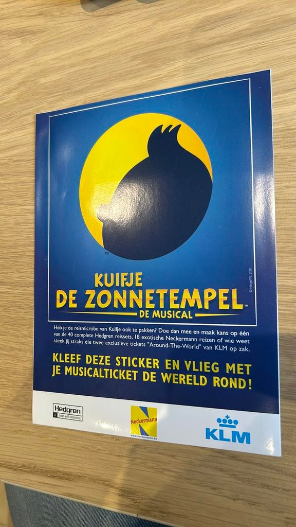 Kuifje sticker musical 2001, Ophalen of Verzenden, Kuifje, Zo goed als nieuw