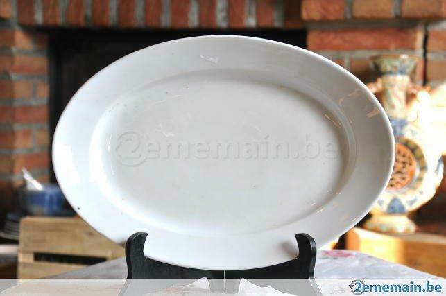 ancien plat faience blanche oval, Ophalen of Verzenden