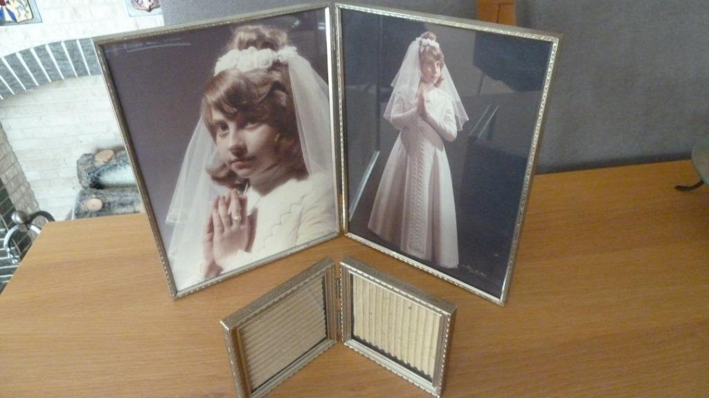 2 x VINTAGE ZILVEREN DUBBELE FOTOLIJSTEN **, Ophalen of Verzenden, Gebruikt