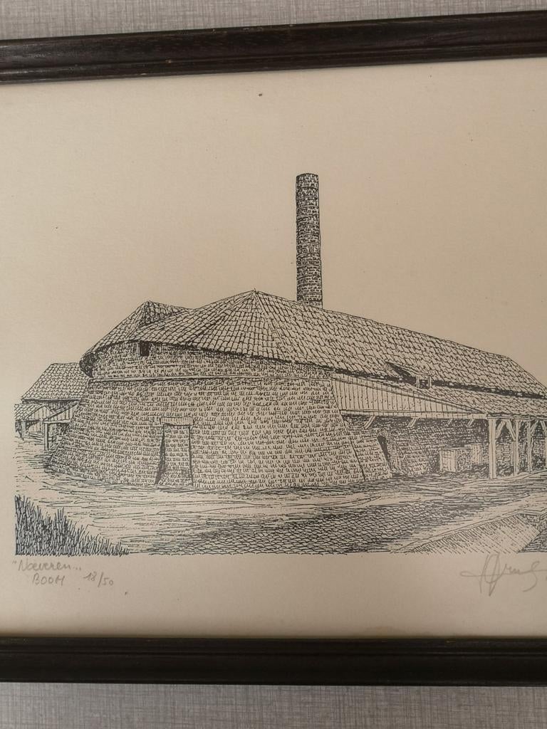 FRATEUR Steenfabriek... dessin au stylo/gravure.. colliers/a, Enlèvement ou Envoi