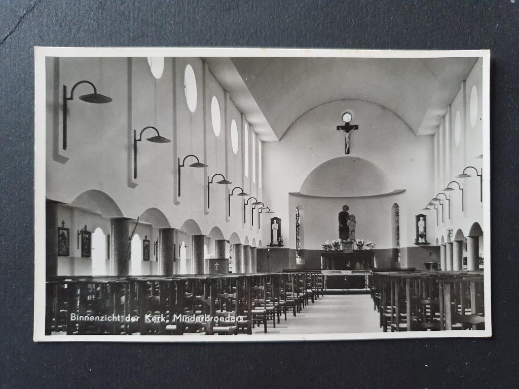 Waterschei Genk Binnenzicht Kerk Minderbroeders, Ophalen of Verzenden, 1940 tot 1960, Ongelopen, Limburg
