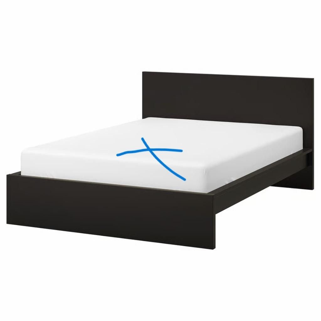 Lit Ikea MALM Noir + 2 Commodes, 210 cm, Enlèvement, Utilisé, 180 cm