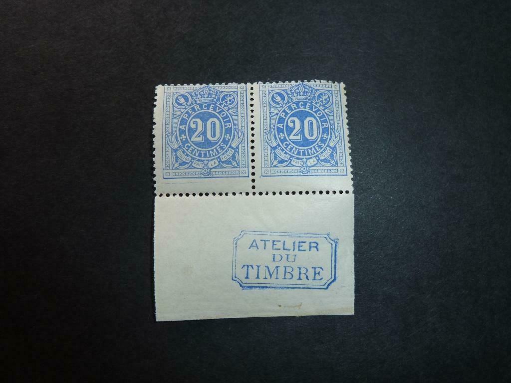 België strafportzegel TX2A postfris in paar - ZELDZAAM, Timbres & Monnaies, Timbres | Europe | Belgique, Non oblitéré, Sans timbre