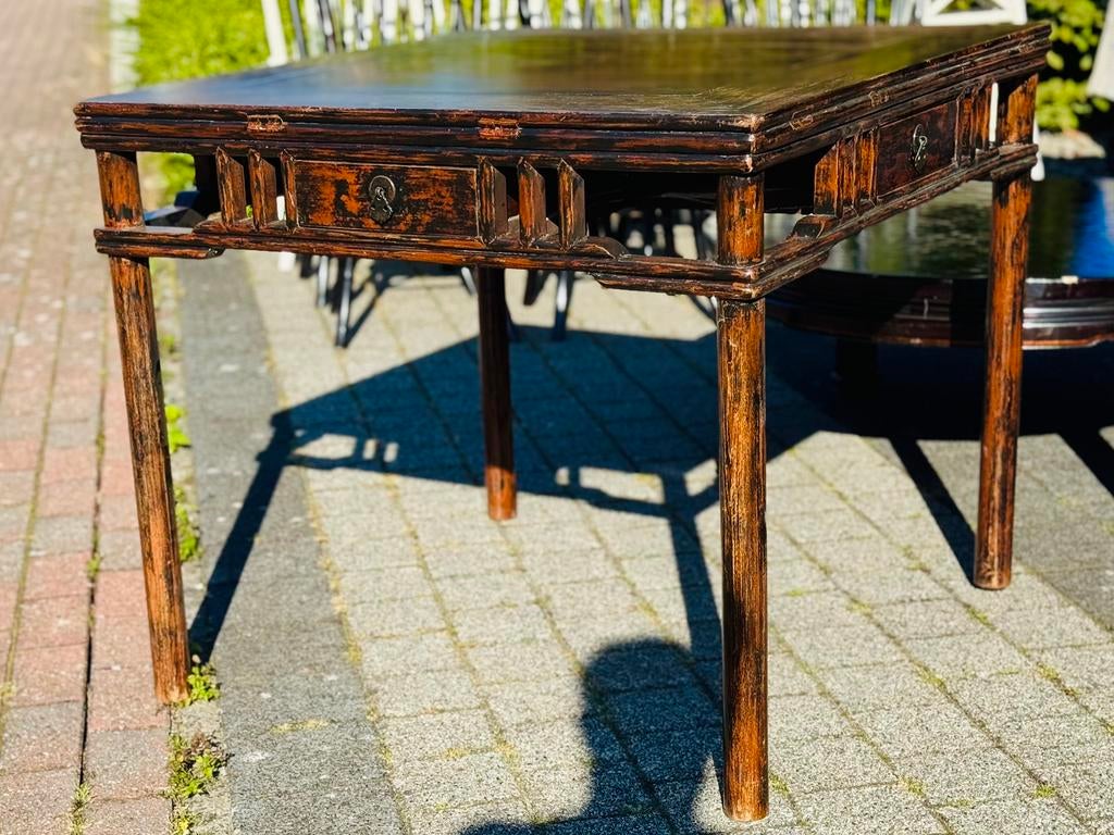 Table de mah-jong ancienne en bois – Chine, époque Qing, Enlèvement