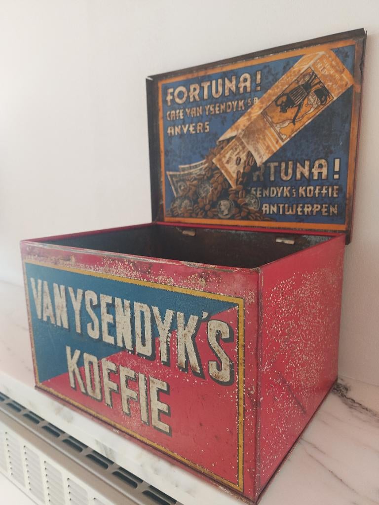 Antieke metalen koffiedoos Van Ysendyk Antwerpen, Enlèvement ou Envoi, Utilisé, Café
