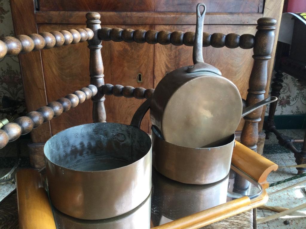 Lot d'anciennes casseroles en cuivre, Enlèvement ou Envoi, Cuivre