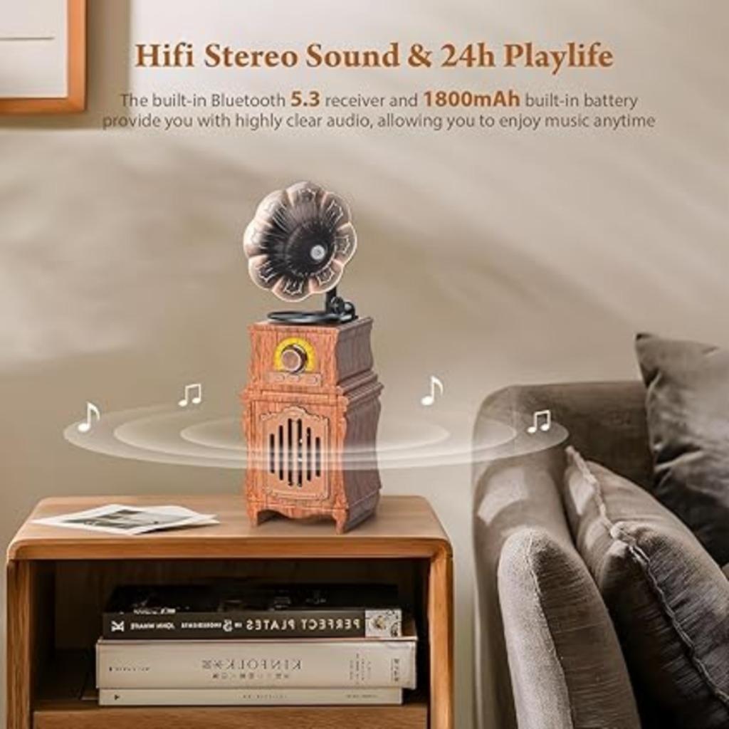 Radio vintage portable en bois avec Bluetooth LIVRAISON GRAT, Neuf, -, -, Radio