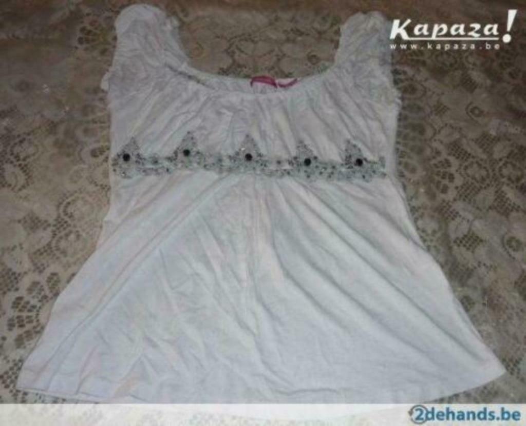 Wit topje met parels/glitters, Ophalen of Verzenden, Gedragen, Maat 36 (S), Wit