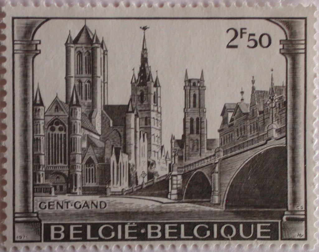 PZ55–  België1971 postzegel 1594**	  Stad Gent, Enlèvement ou Envoi, Non oblitéré, Neuf
