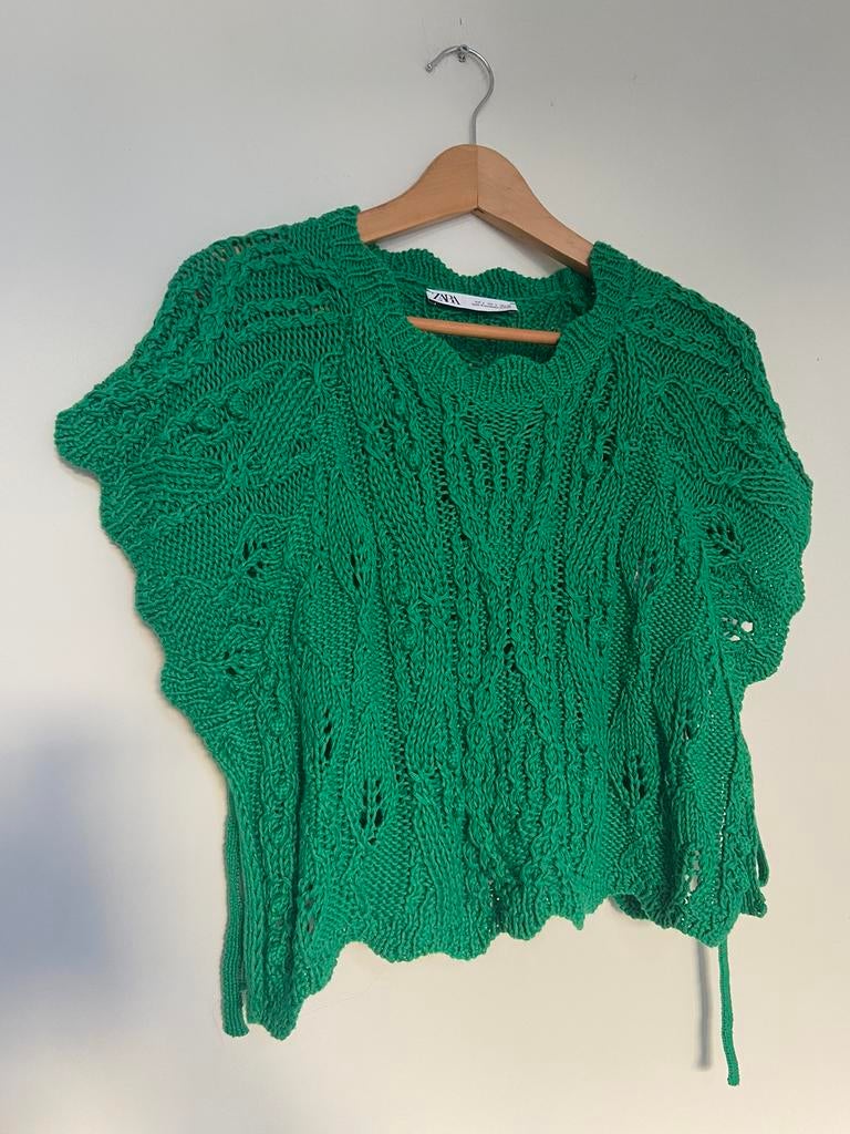 Zara knit crop trui/vest, Enlèvement ou Envoi, Comme neuf, Vert