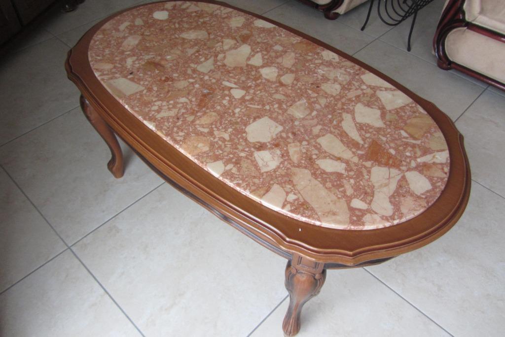 table salon dessus marbre, 50 à 100 cm, Comme neuf, Enlèvement, 50 à 100 cm
