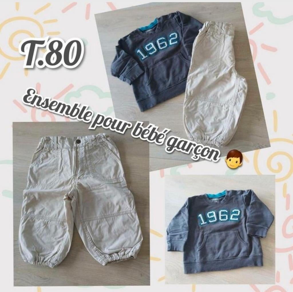 Pantalon +sweat ML pour bébé garçon -H&M-T.80, Kinderen en Baby's, Babykleding | Maat 80, Gebruikt, Broekje, H&M, Ophalen of Verzenden