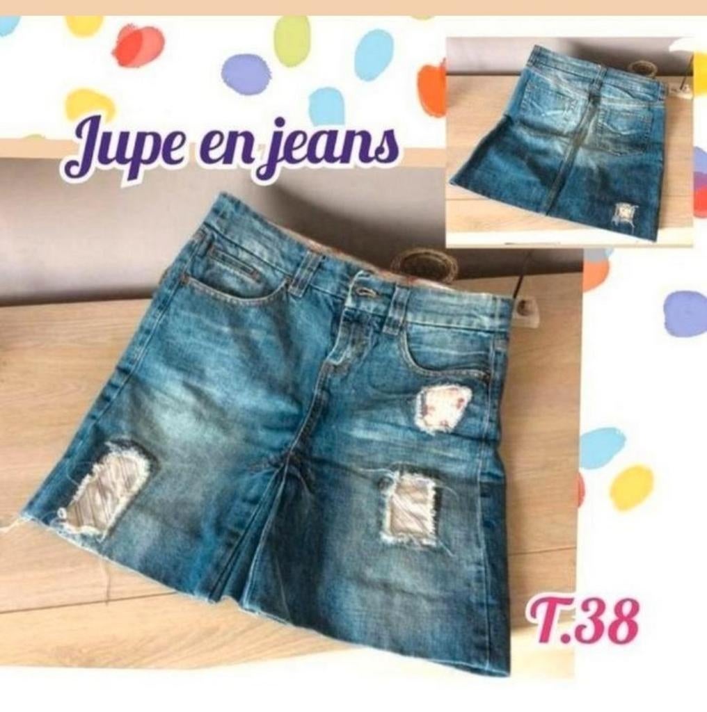 Jupe en jeans pour femme-bleu-T.38, Taille 38/40 (M), Enlèvement ou Envoi, Au-dessus du genou, Porté
