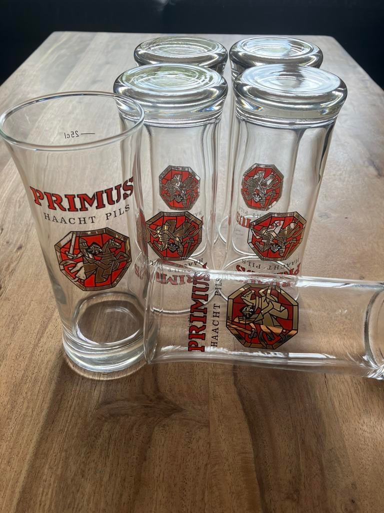Glazen Primus Haacht Pils - 6 stuks, Enlèvement, Utilisé, Verre à bière