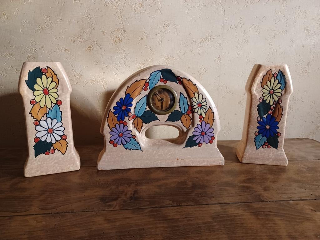 Antieke setje klok en vazen, Antiek en Kunst, Ophalen of Verzenden