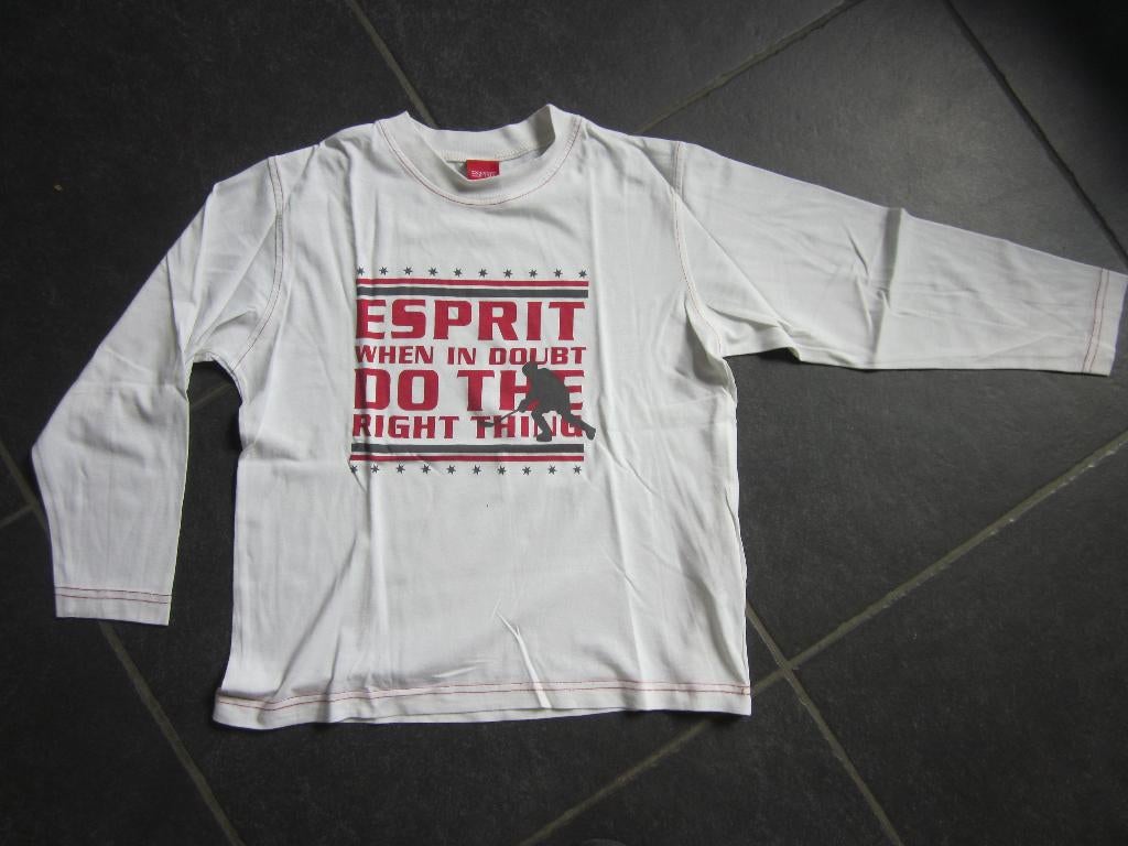 wit-rood longsleeve van het merk Esprit, Kinderen en Baby's, Kinderkleding | Maat 128, Gebruikt, Ophalen of Verzenden, Esprit