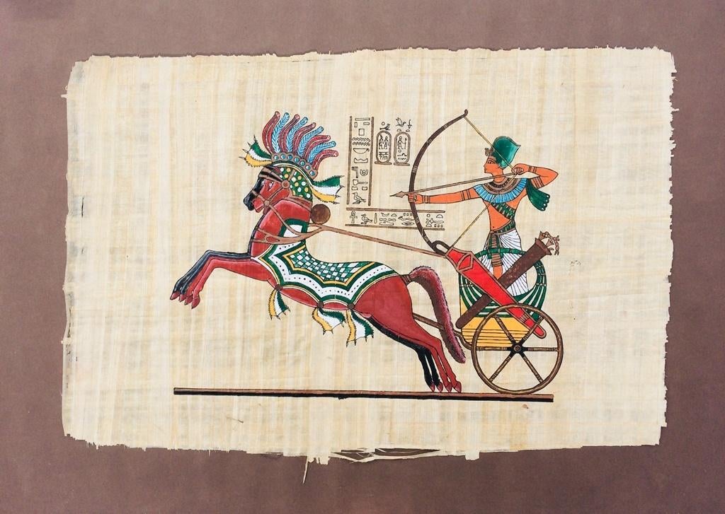 Grote Papyrus ' Farao op zijn Kar ' (65 x 45 cm) NIEUW !, Huis en Inrichting, Woonaccessoires | Schilderijen, Tekeningen en Foto's
