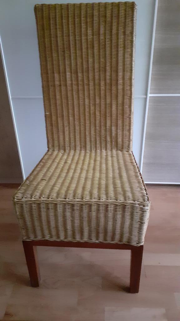 6 rieten stoelen, Huis en Inrichting, Stoelen, Ophalen, Gebruikt, Bruin, Riet of Rotan