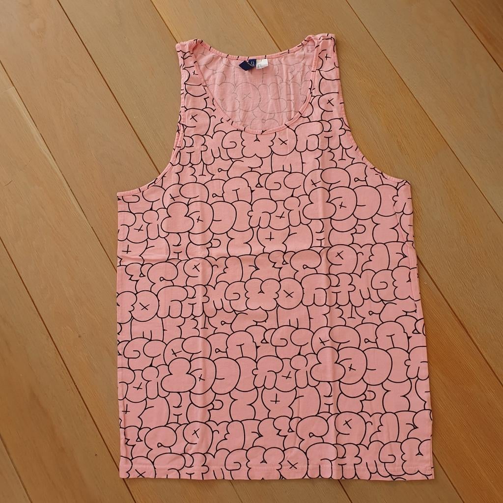 Top H&M - roze met motief - maat small, Kleding | Heren, T-shirts, Ophalen of Verzenden, Zo goed als nieuw, Roze, H&M