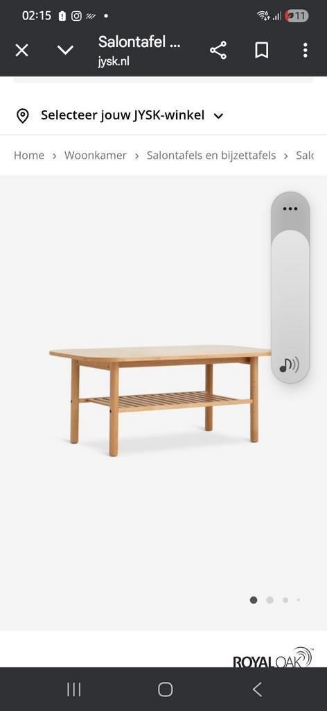 Salontafel van jysk, Ophalen