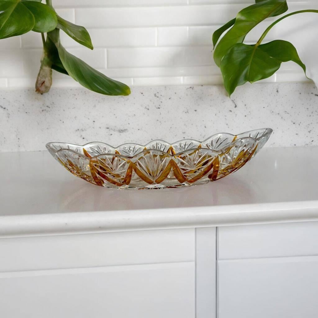 Viintage amberkleurig / glas kristallen kom / schaaltje, Postzegels en Munten, Ophalen of Verzenden