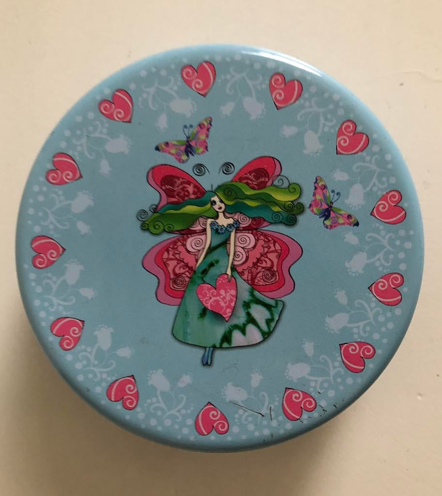 rond blikken doosje 9 x 3 cm prinses fee, Ophalen of Verzenden, Zo goed als nieuw