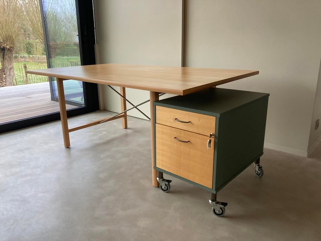 Ikea Nordisk bureau 1994 met ladenblok en stoel., Huis en Inrichting, Ophalen, Gebruikt