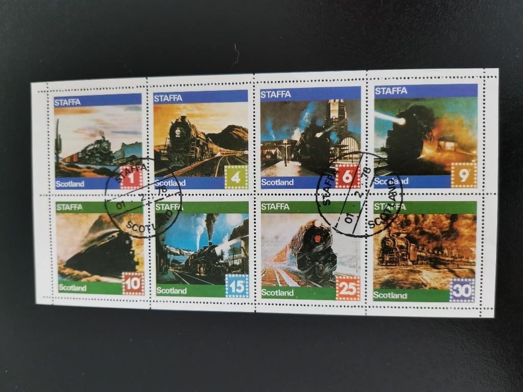 Staffa 1978 - spoorwegen, treinen - locomotieven - BLOK, Postzegels en Munten, Ophalen of Verzenden, Gestempeld