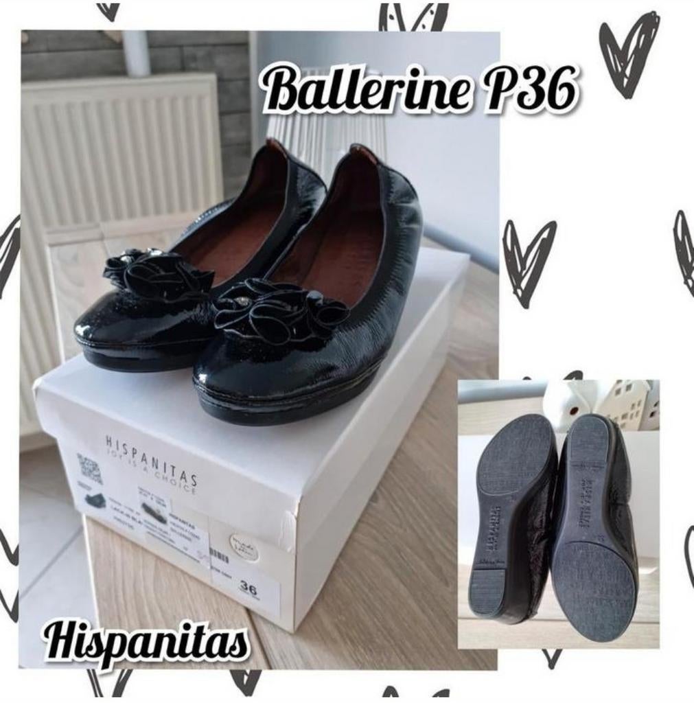 Ballerine pour femme-vernis noir-Hispanitas-P.36, Zwart, Hispanitas, Zo goed als nieuw, Ballerina's