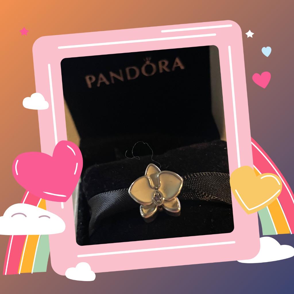 Authentique et magnifique bille de Pandora ! "L'orchidéé", Handtassen en Accessoires, Bedels, Verzenden, Zo goed als nieuw, Zilver
