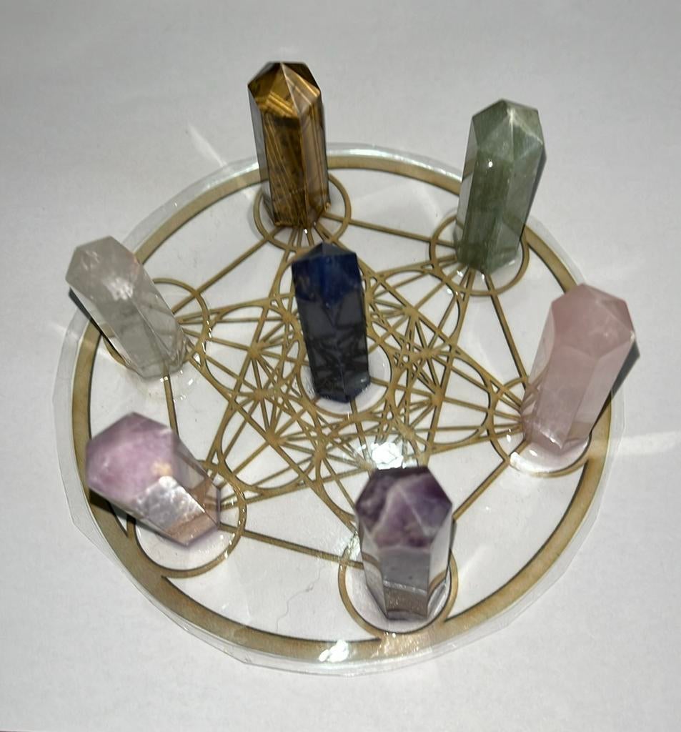 Chakra Grid - 135mm diameter - 7 edelstenen 5cm hoog, Handtassen en Accessoires, Ophalen of Verzenden, Nieuw