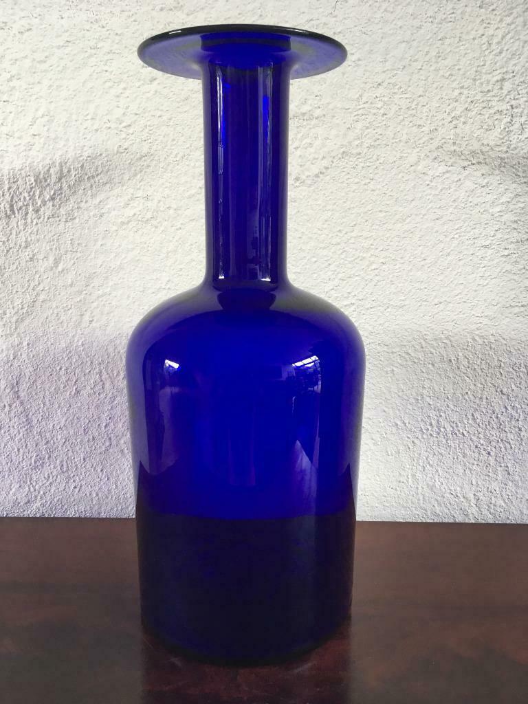 Gulvase – Kastrup Holmegaard – Otto Brauer – Blauw groot, Antiek en Kunst, Ophalen of Verzenden