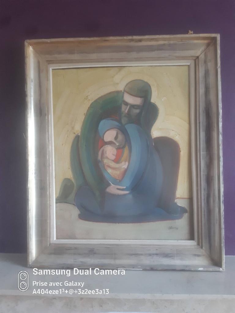 Tableau peinture sur toile 86 cm 1 m, Antiquités & Art, Enlèvement