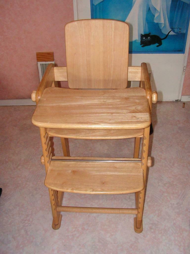 Kinderstoel lichtgekleurd hout nieuwstaat, Enlèvement, Comme neuf, Chaise évolutive, Plateau amovible