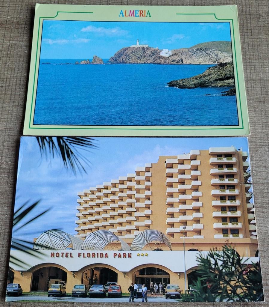 2 postkaarten: Almeria, Ophalen of Verzenden, 1980 tot heden, Gelopen, Spanje