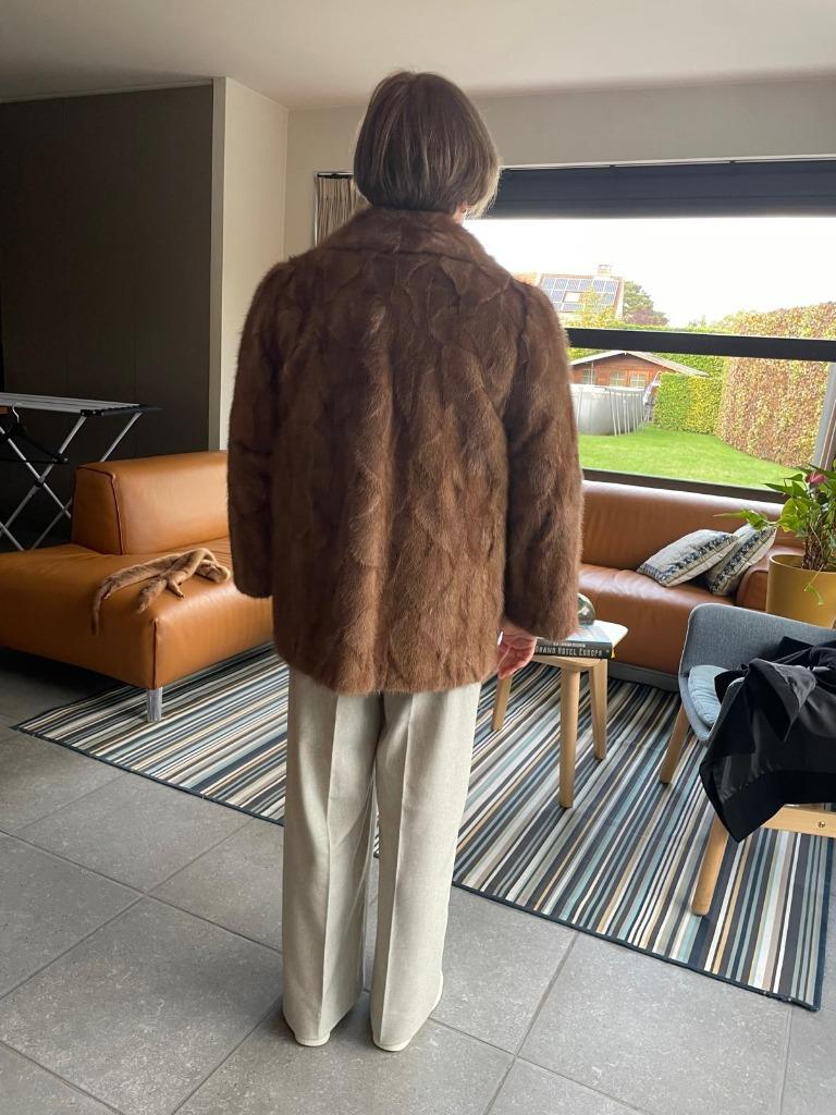 Manteau en fourrure (vison) avec étole, Enlèvement, Comme neuf, Taille 36 (S), Brun