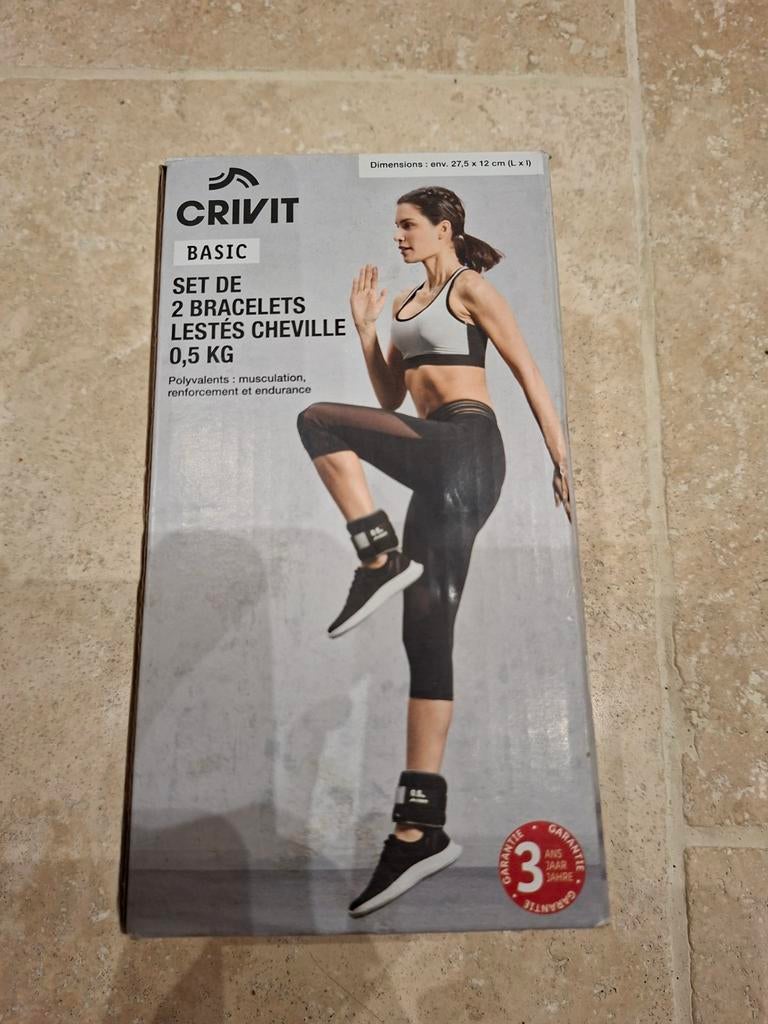 2 bracelets lestés cheville 0,5 kg Noir Neuf Crivit, Enlèvement ou Envoi