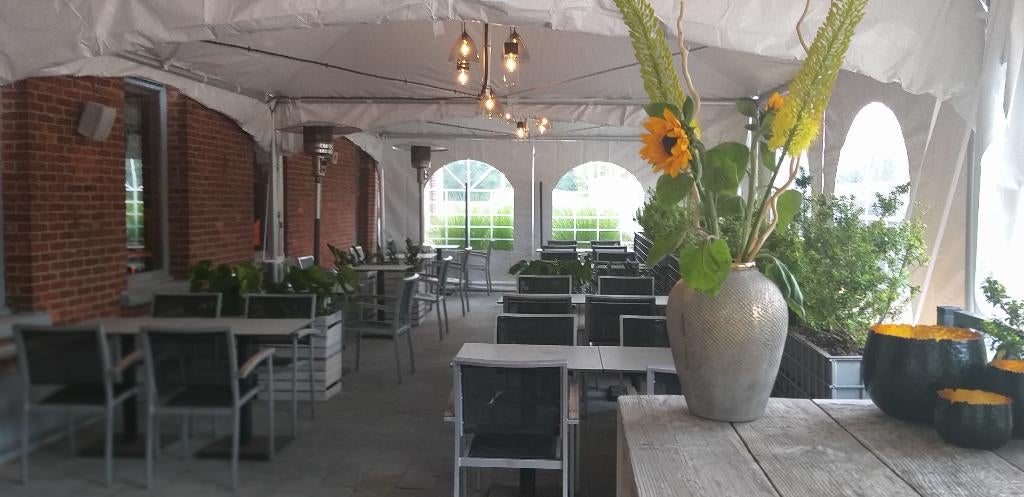 buiten terras + stoelen, Tuin en Terras, Tuinstoelen, Ophalen, Gebruikt, Textileen, Stapelbaar